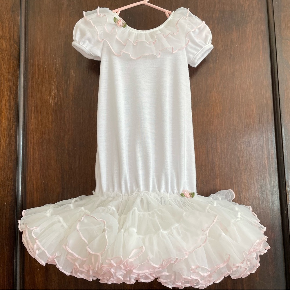 Laura Dare fancy tutu gown size 6 months white pink